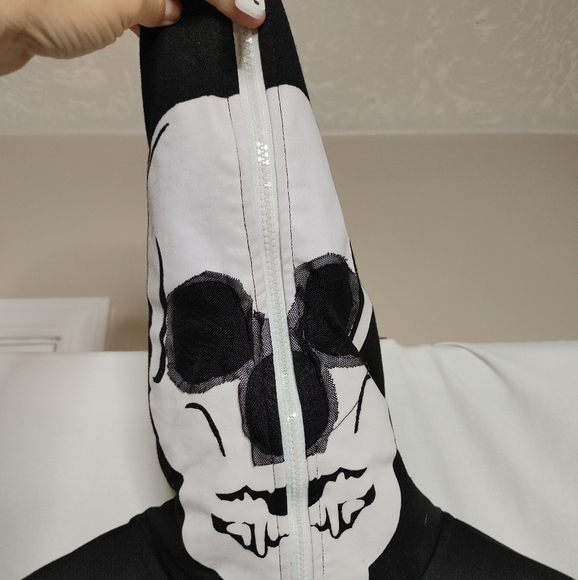 Tipsy Elves Skeleton Costume Jumpsuit Full Zip Black White Large L Unisex Pajama - Picture 8 of 13